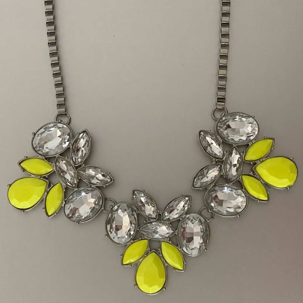 Express Neon Yellow Rhinestone Statement Necklace - image 2